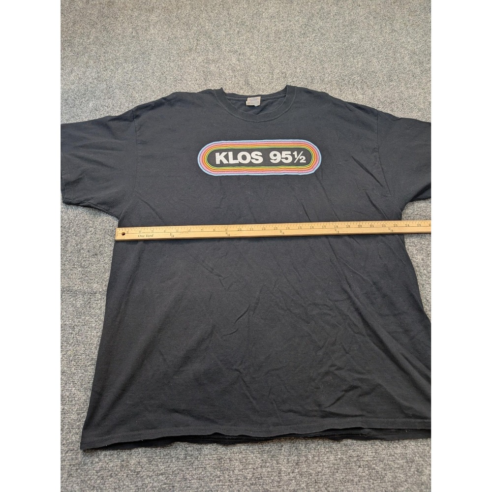 Port & Company Shirt Mens 2XL Black KLOS 95½ Radio Logo Graphic Tee Retro - Picture 4 of 5